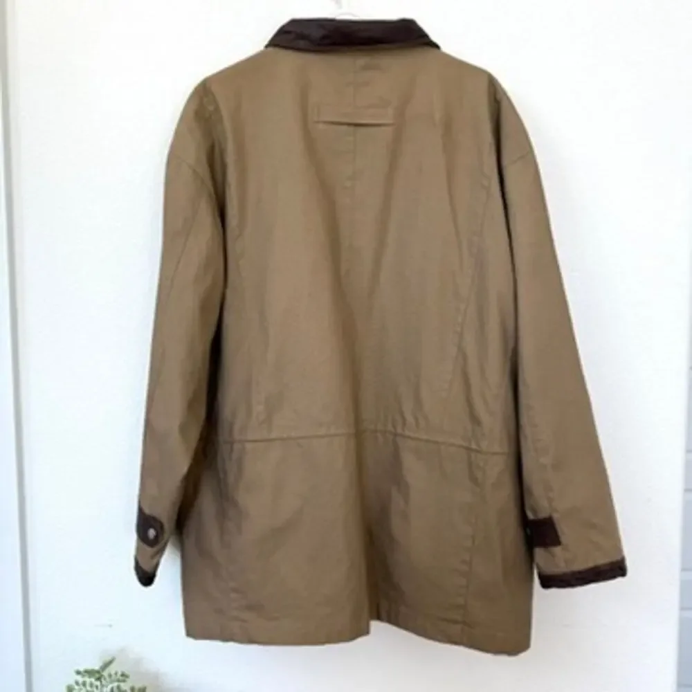Marlboro Style Canvas Barn Coat Leather‎ Collar XL Tan Cotton Outdoor Western